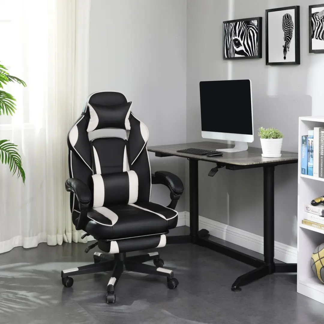 Songmics OBG73BW Gamingstoel - Zwart/Wit - afbeelding 5 van 6