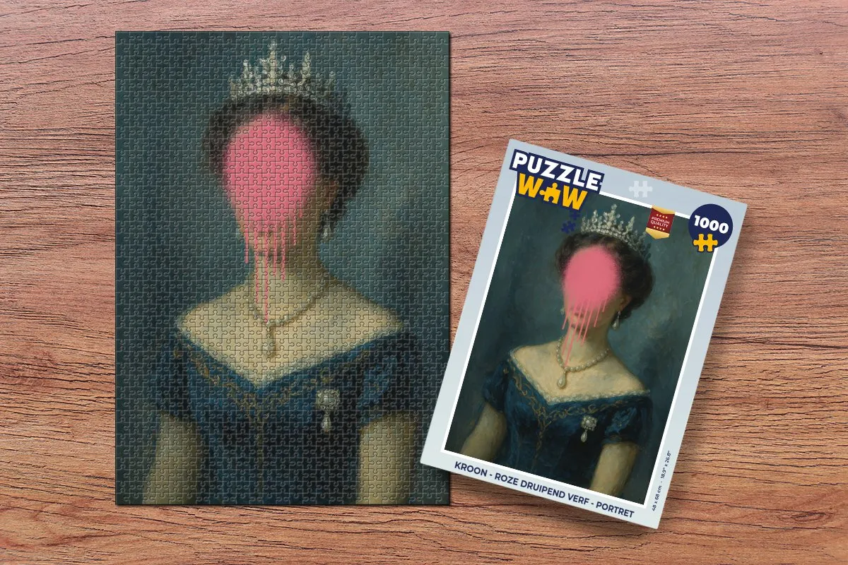 PuzzleWow Kroon Roze Druipend Verf Legpuzzel 1000 Stukjes