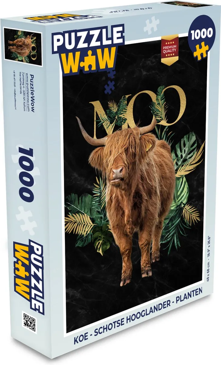 PuzzleWow Schotse Hooglander Legpuzzel 1000 Stuks - Multicolor