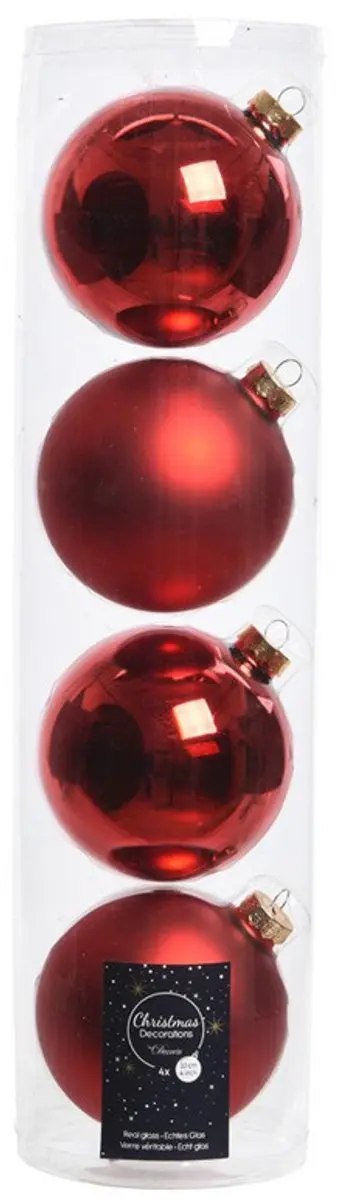Decoris kerstballen - 16x st - rood - D10 cm - glas - kerstversiering