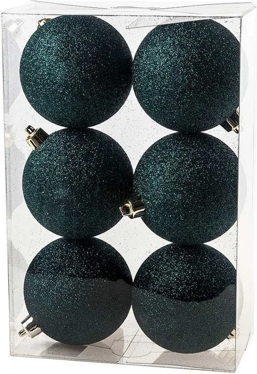 18x Petrol blauwe kunststof kerstballen 8 cm