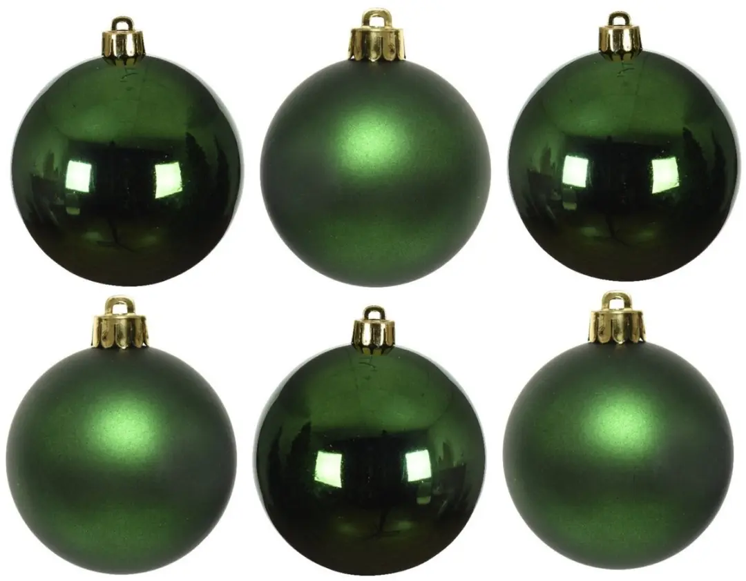 Decoris Kerstballen - 18x stuks - donkergroen - glas - 8 cm - Glans/glanzende - Kerstboomversiering donkergroen