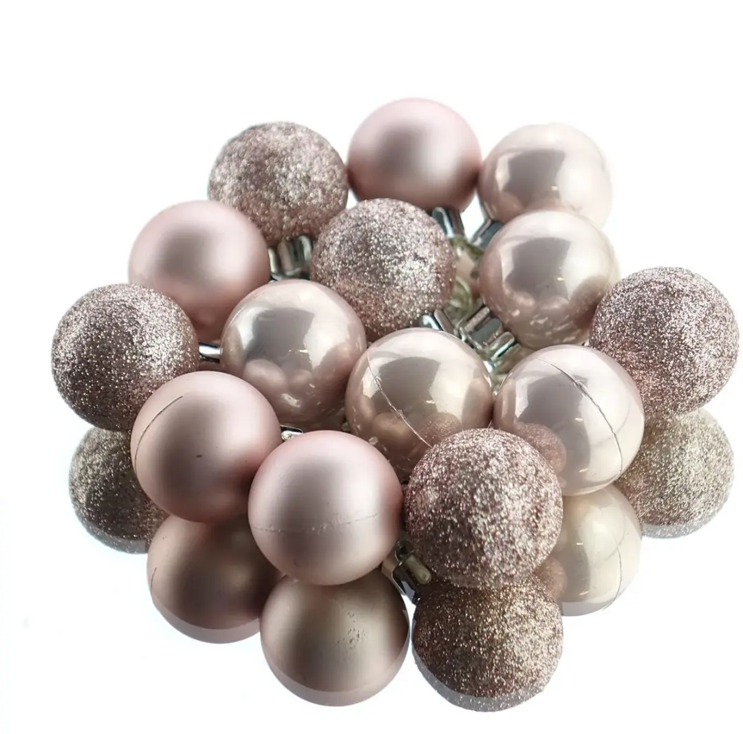 Decoris Mini Kerstballen 14 Stuks - 3cm - Lichtroze - afbeelding 4 van 4