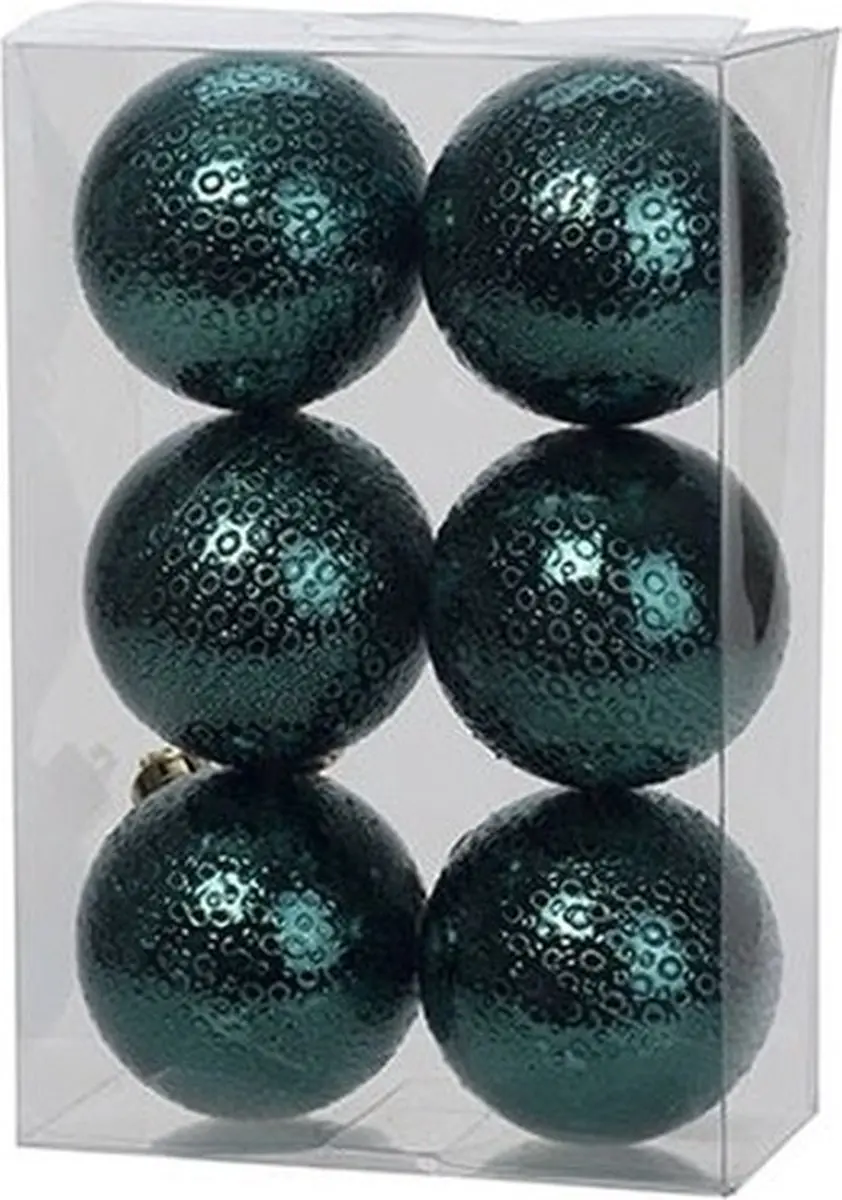 12x Petrol blauwe kunststof kerstballen 6 cm