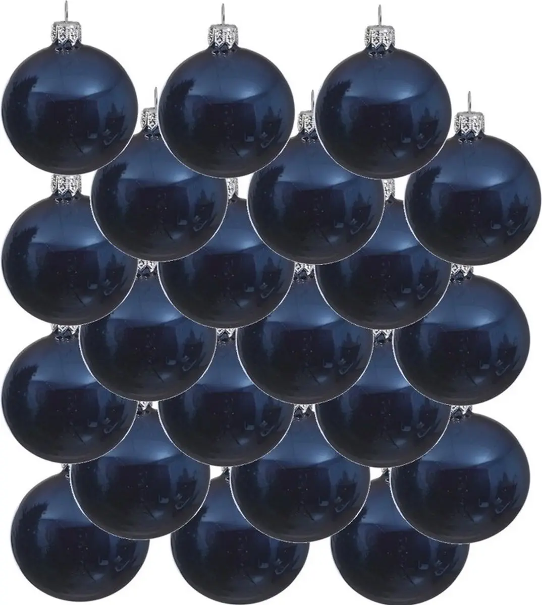 Decoris kerstballen - 18x st - donkerblauw - D8 cm - glas - kerstversiering