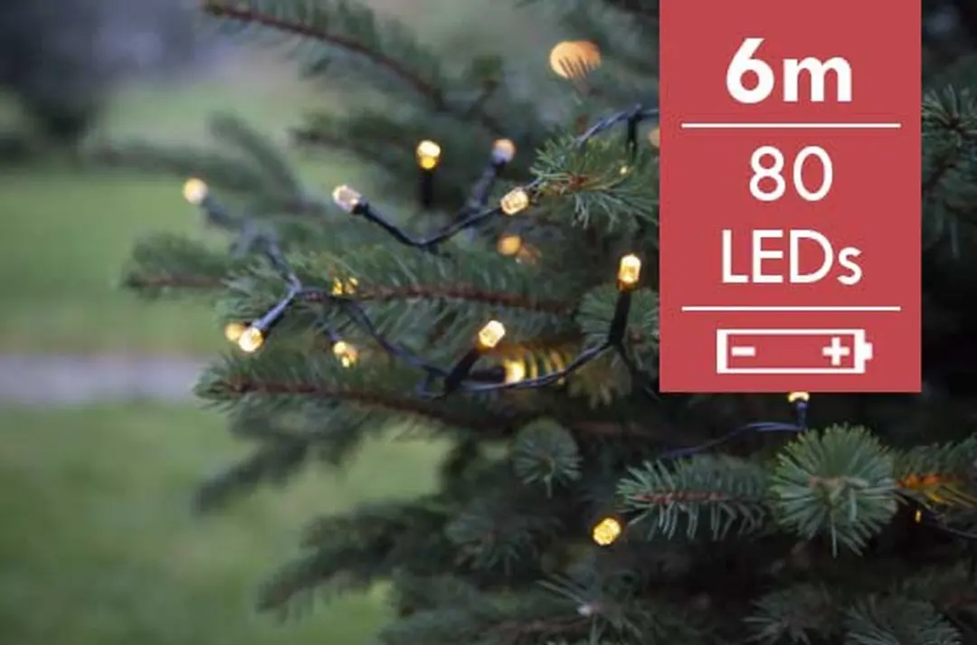 Kerstboomverlichting batterij LED Diamond String 6 m
