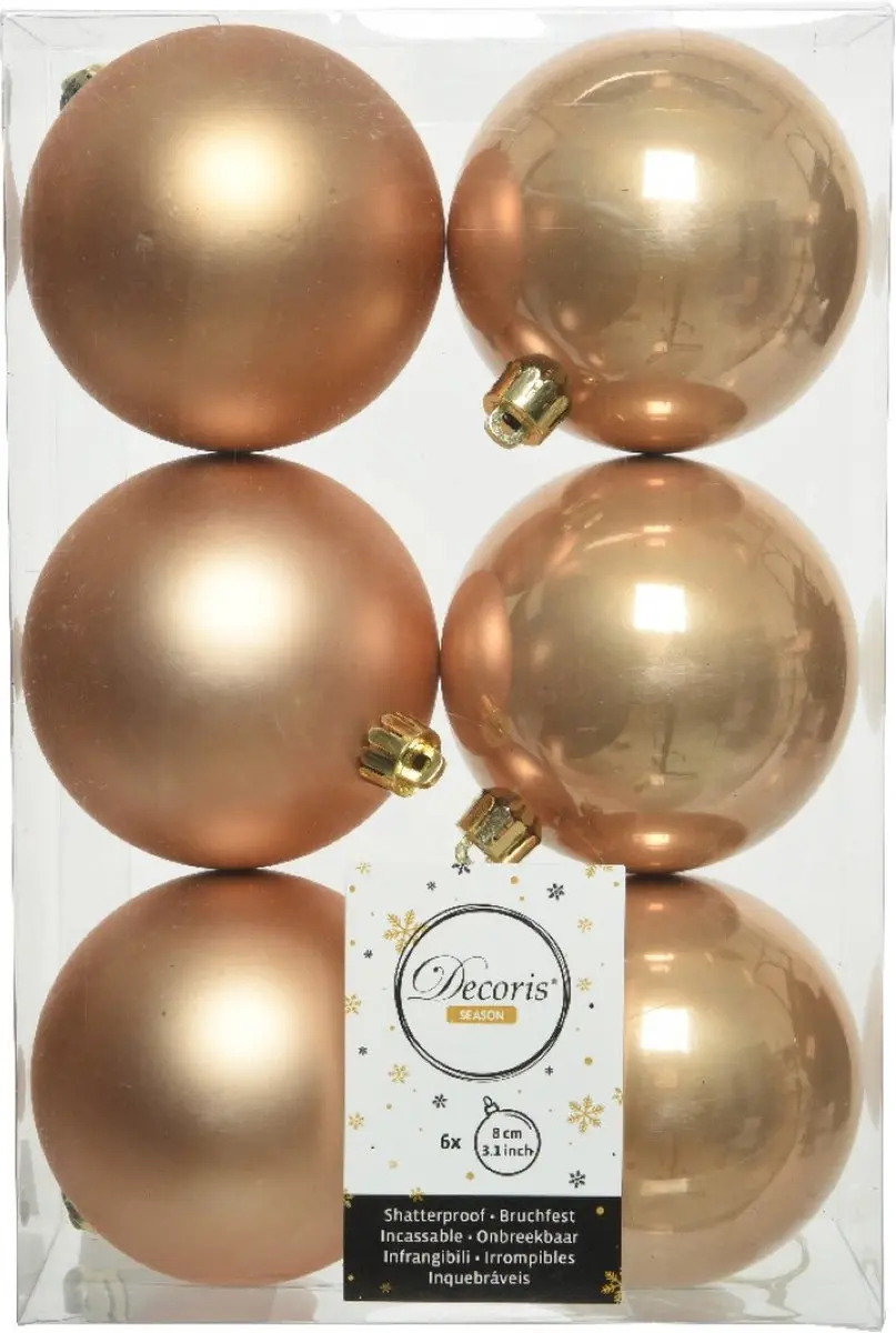 Decoris Kerstballen 6 Stuks - Ø8cm - Toffee Bruin - afbeelding 3 van 3