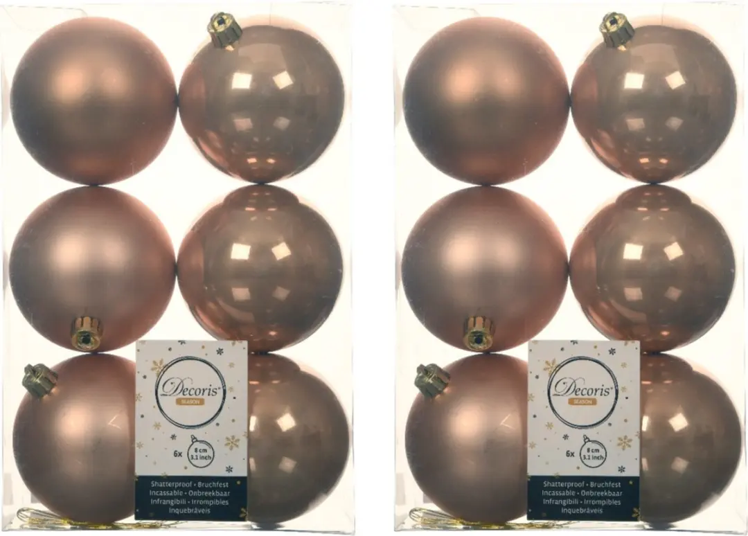 Decoris Kerstballen 6 Stuks - Ø8cm - Toffee Bruin - afbeelding 2 van 3