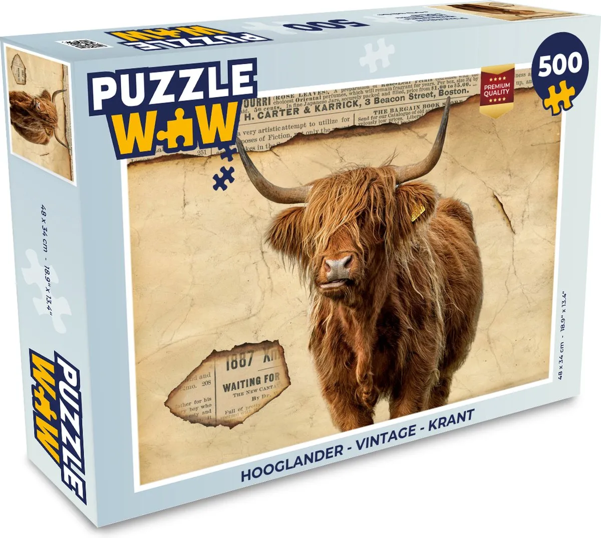 PuzzleWow Hooglander Vintage Krant Legpuzzel 500 Stuks