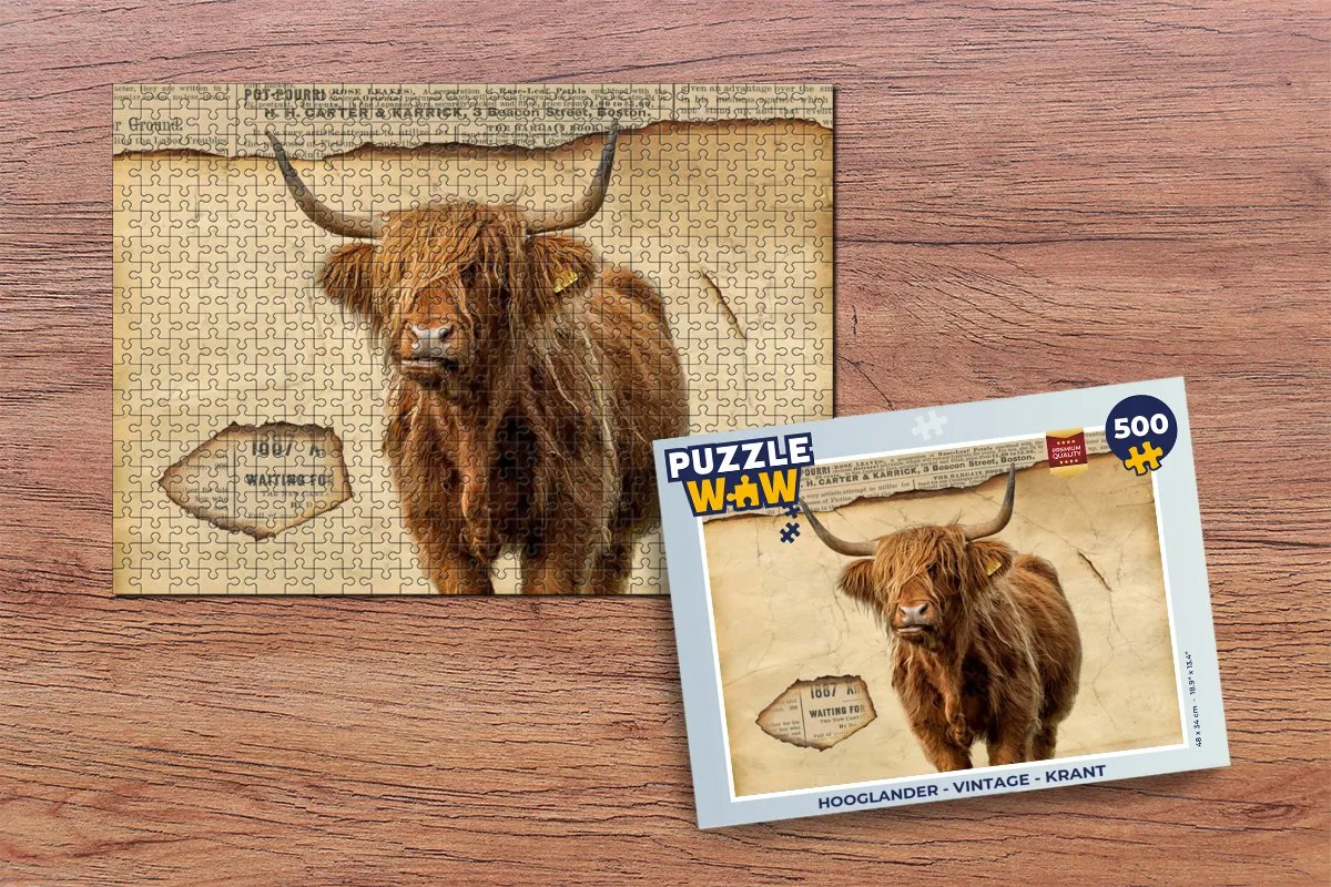 PuzzleWow Hooglander Vintage Krant Legpuzzel 500 Stuks - Multicolor