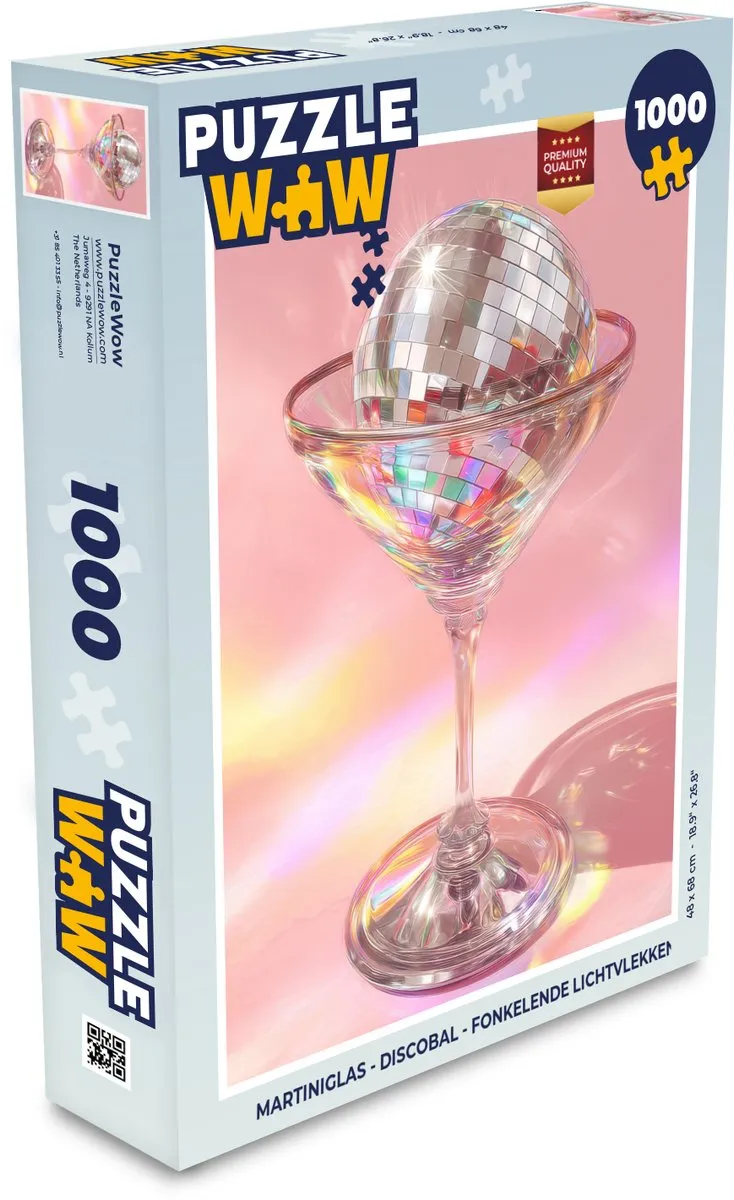PuzzleWow Martiniglas Discobal Legpuzzel 1000 Stuks