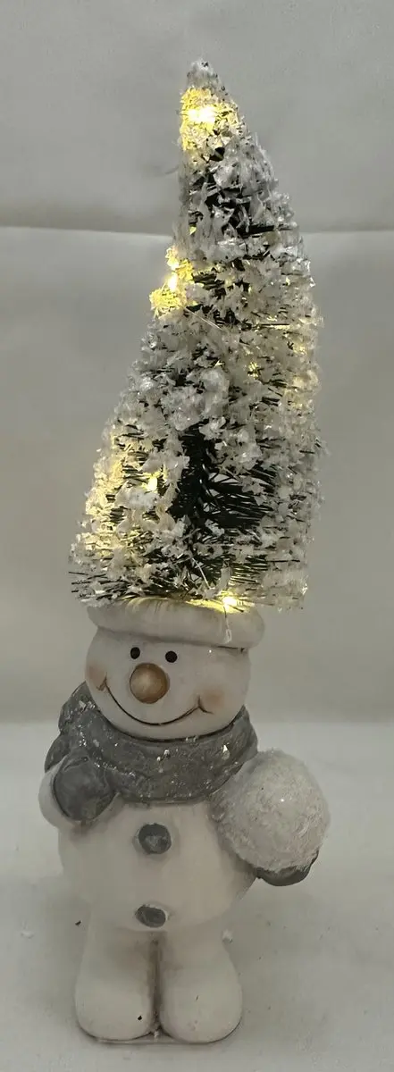 Kerstbeeld sneeuwpop met Kerstboom op hoofd