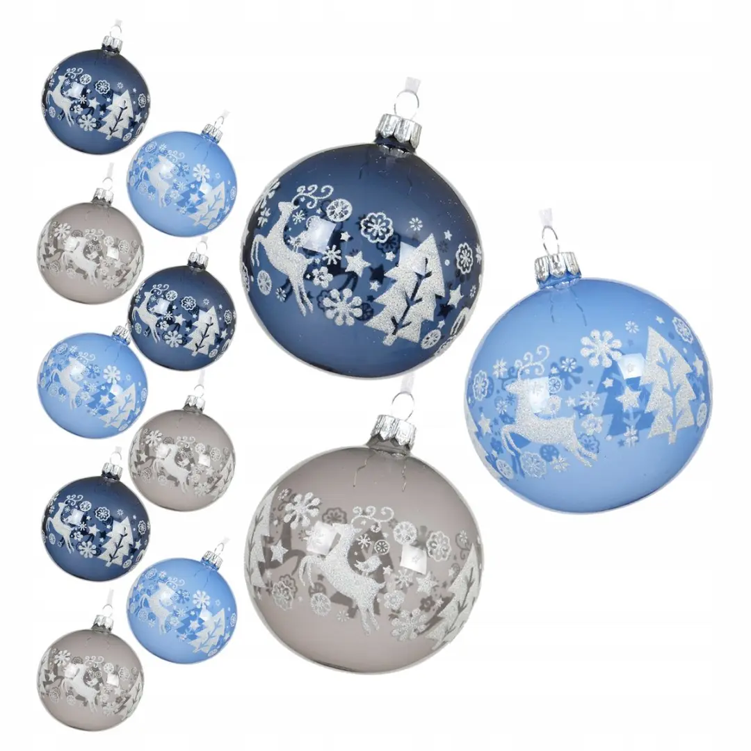 12x Glazen Kerstballen Mix 8 cm