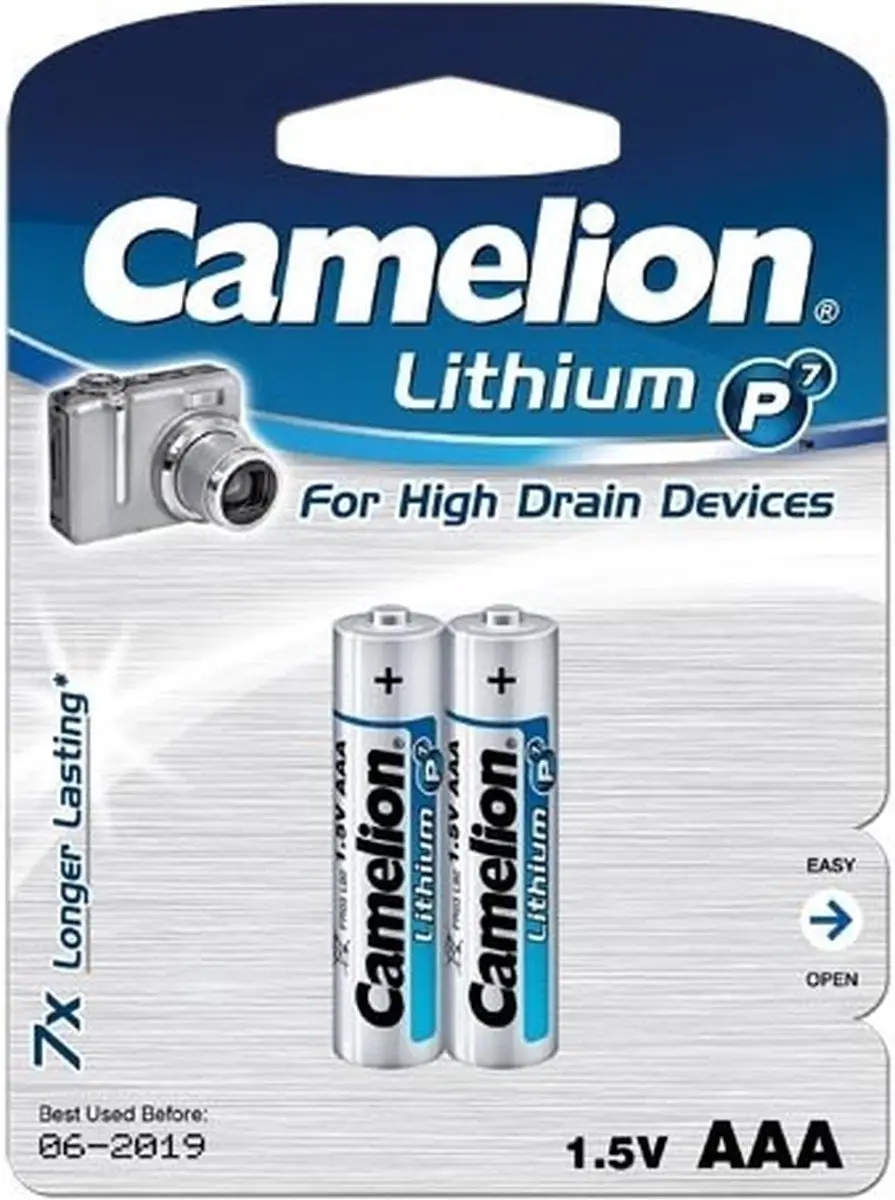 Camelion P7 AAA Lithium Batterijen 1100mAh - 2 Stuks - afbeelding 2 van 2