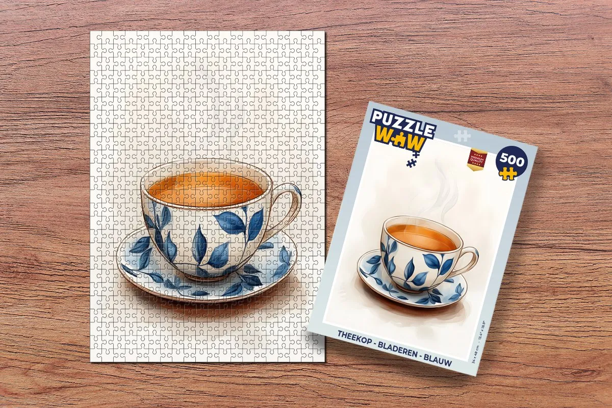PuzzleWow Theekop Legpuzzel 500 Stuks - Blauw