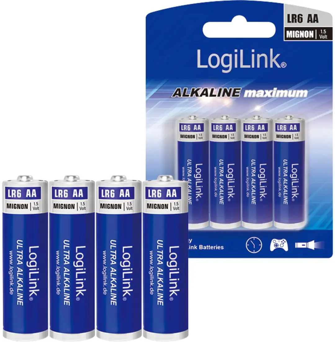 LogiLink LR6B4 AA Alkaline Batterijen - 4 Stuks - afbeelding 4 van 4