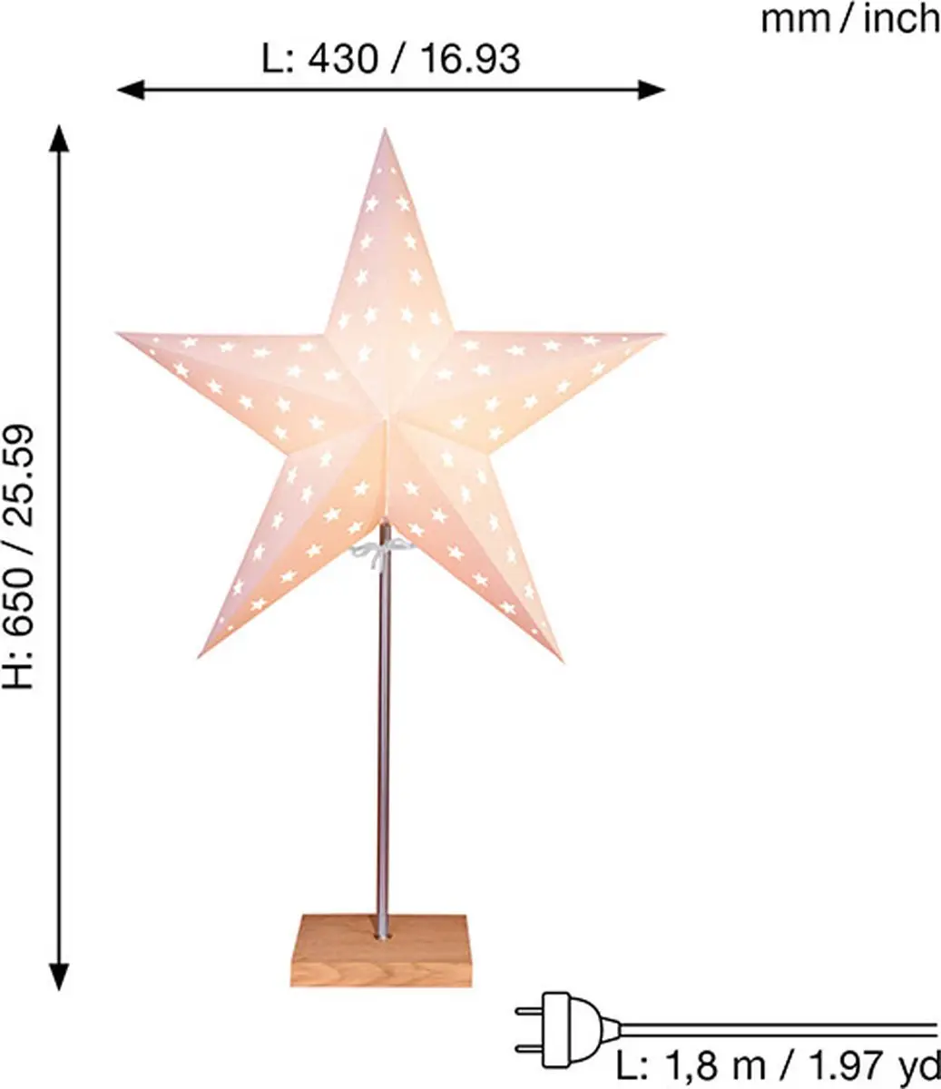 Star Trading Leo Staande Kerstster 65cm - Warm Wit - afbeelding 6 van 6