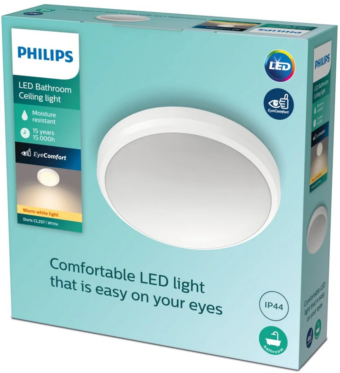 Philips Doris Badkamerplafonnière 6W - 22cm Wit