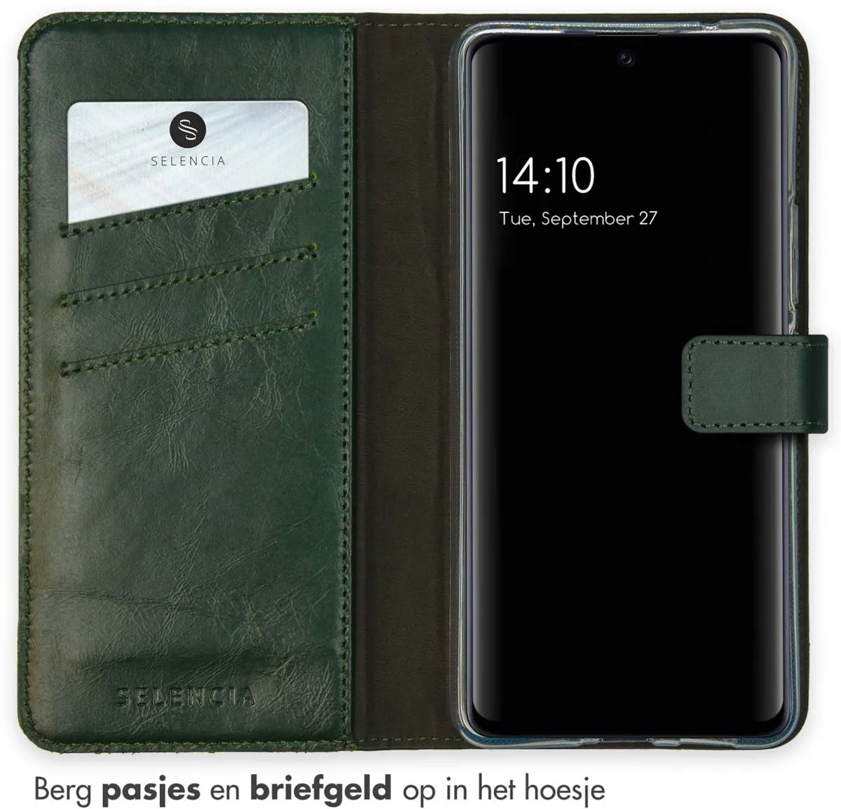 Selencia Hoesje Samsung Galaxy A53 Groen - Lederen Bookcase 3 Pasjes