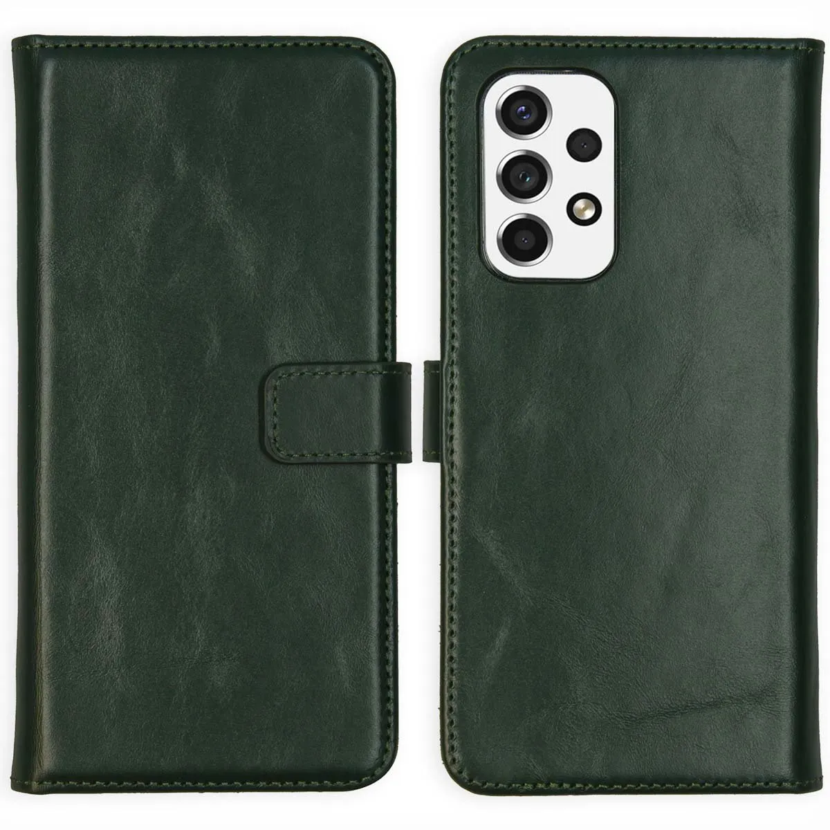 Selencia Hoesje Samsung Galaxy A53 Groen - Lederen Bookcase 3 Pasjes