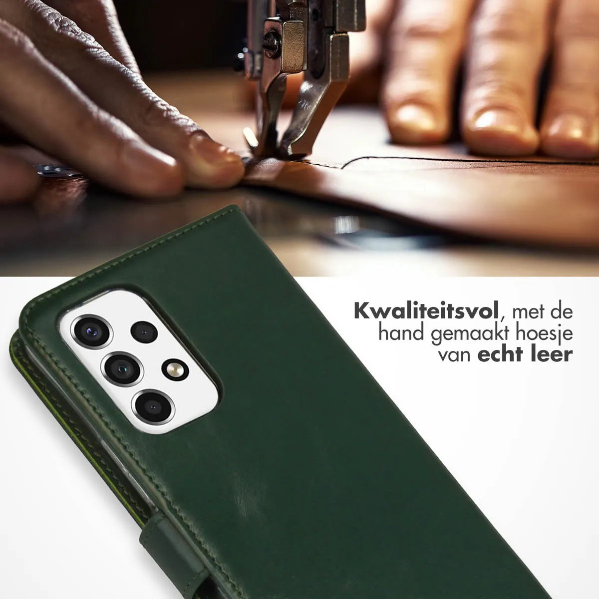 Selencia Hoesje Samsung Galaxy A53 Groen - Lederen Bookcase 3 Pasjes