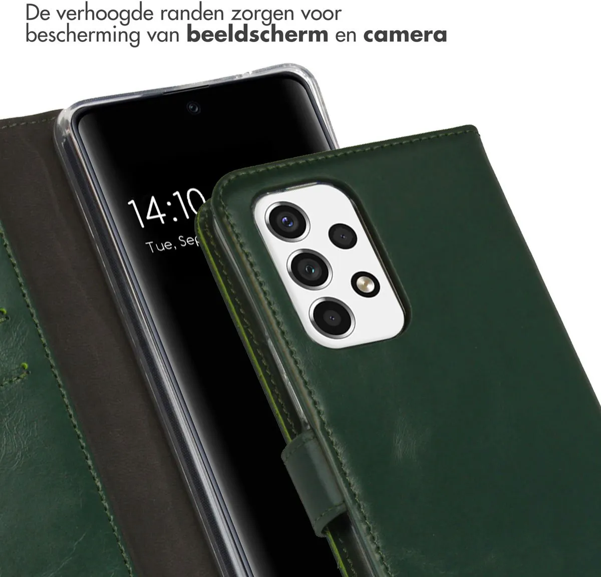 Selencia Hoesje Samsung Galaxy A53 Groen - Lederen Bookcase 3 Pasjes