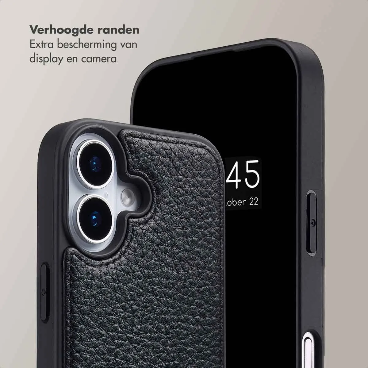 Selencia Hoesje iPhone 17 - Backcover met koord - 2 Pasjes - Zwart