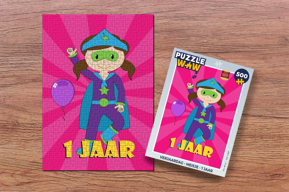 PuzzleWow Verjaardag Meisje 1 Jaar Legpuzzel 500 Stuks - Multicolor