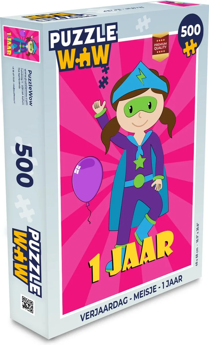 PuzzleWow Verjaardag Meisje 1 Jaar Legpuzzel 500 Stuks