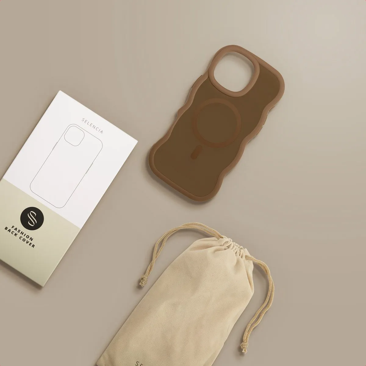 Selencia Wavy Case iPhone 16 Pro Max - Mocha Brown