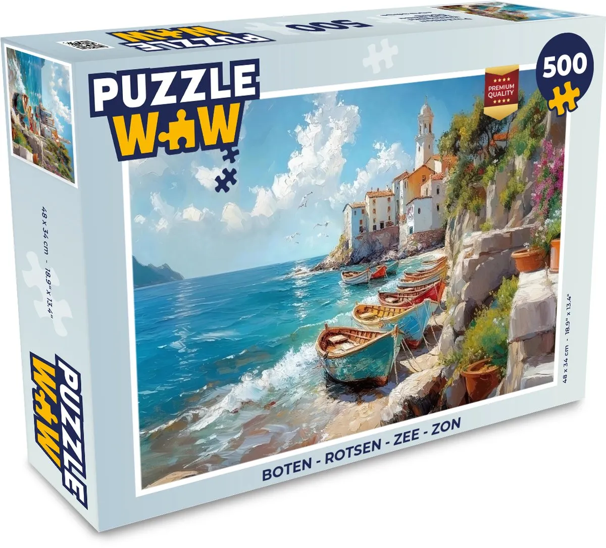 PuzzleWow Legpuzzel 500 Stuks - Boten/Rotsen/Zee