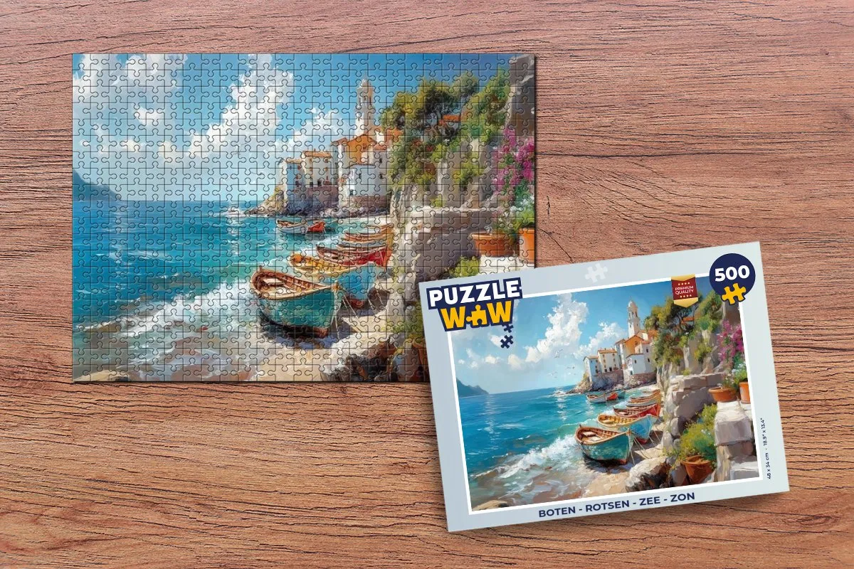 PuzzleWow Legpuzzel 500 Stuks - Boten/Rotsen/Zee