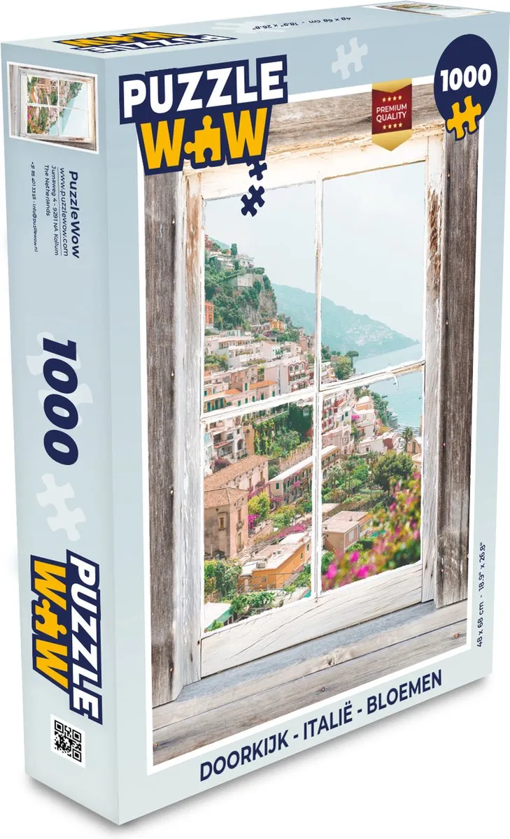 PuzzleWow Doorkijk Italië Bloemen Legpuzzel 1000 Stuks