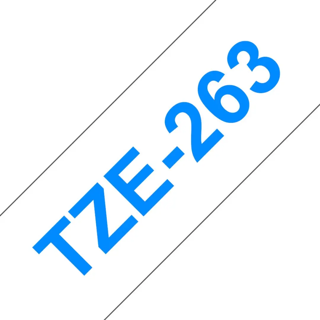 Brother TZe-263 Labeltape - Blauw op wit 36mm - afbeelding 2 van 6