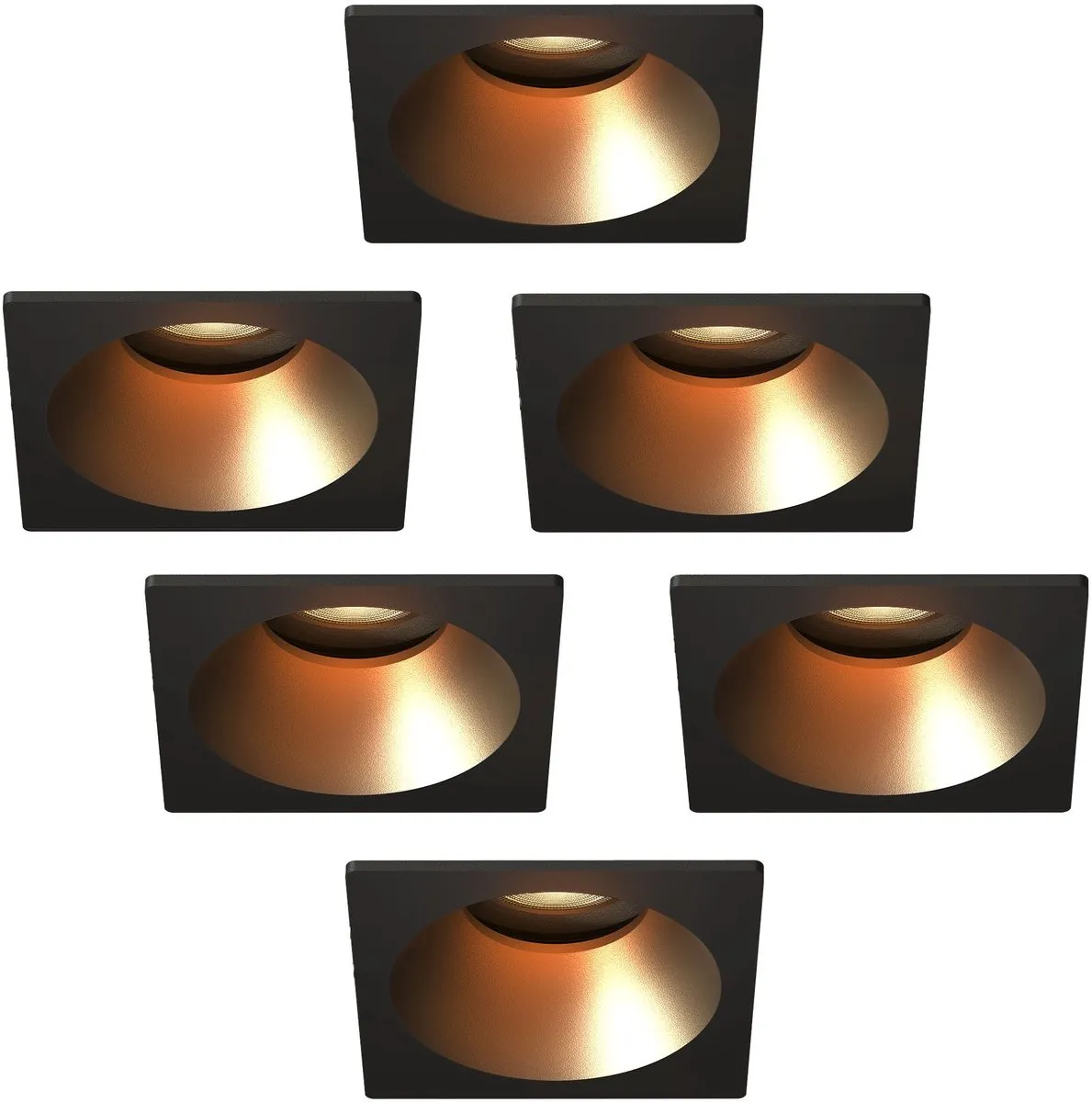LEDVION 6x Inbouwspot 81x81mm Zwart