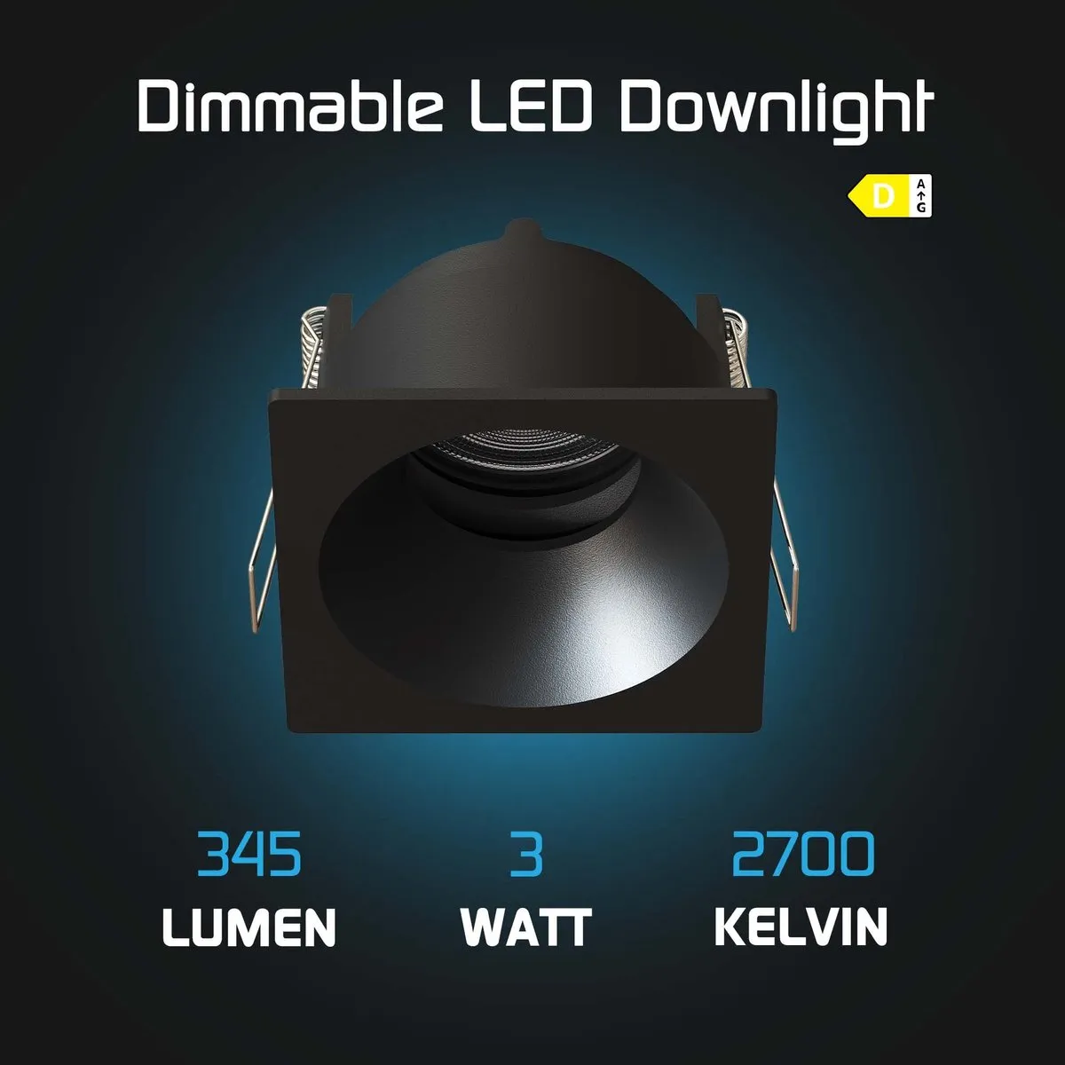 LEDVION 6x Inbouwspot 81x81mm Zwart - 2700K GU10 - 6 Stuks