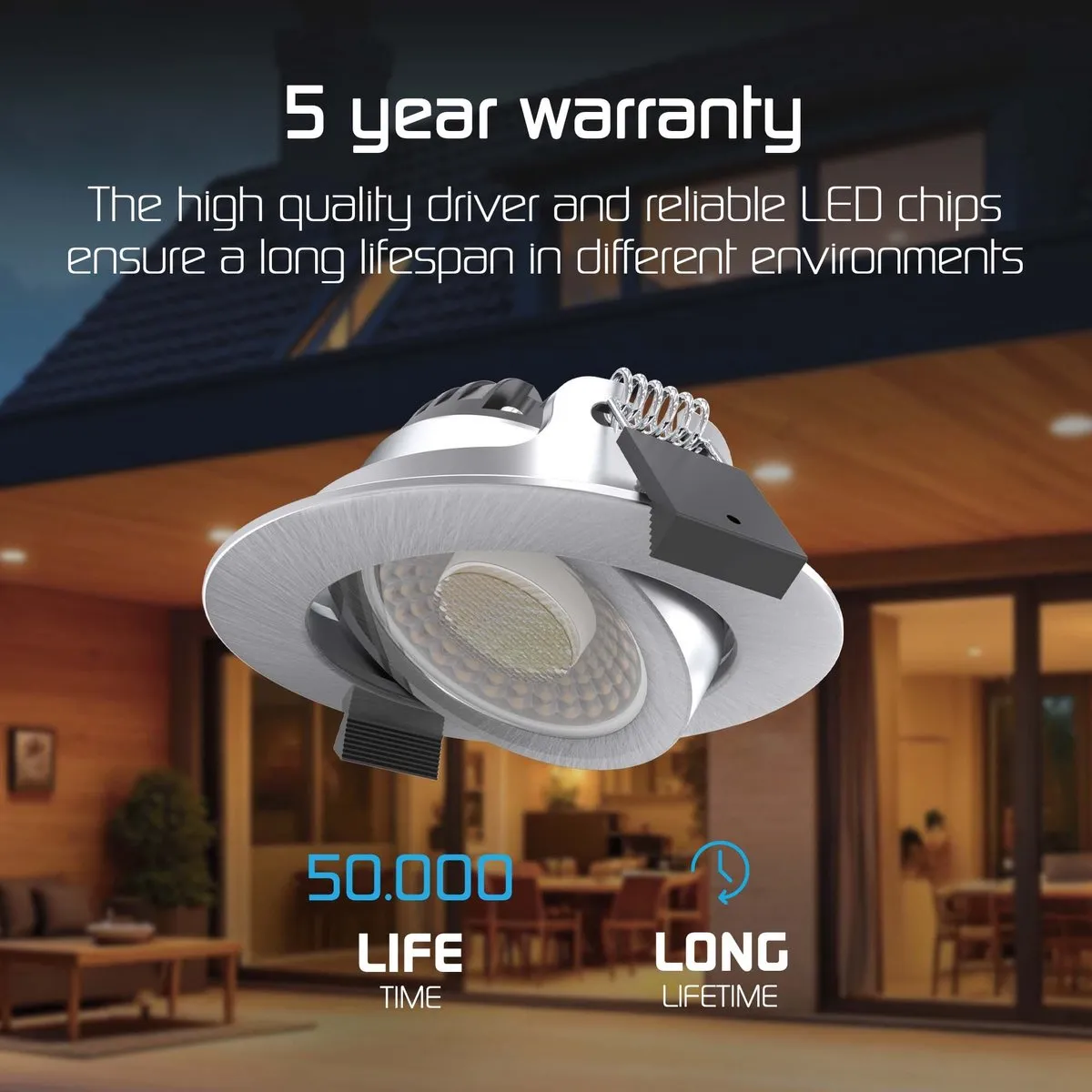 Ledvion 6x LED Inbouwspot RVS - 8cm - 2200K - IP65