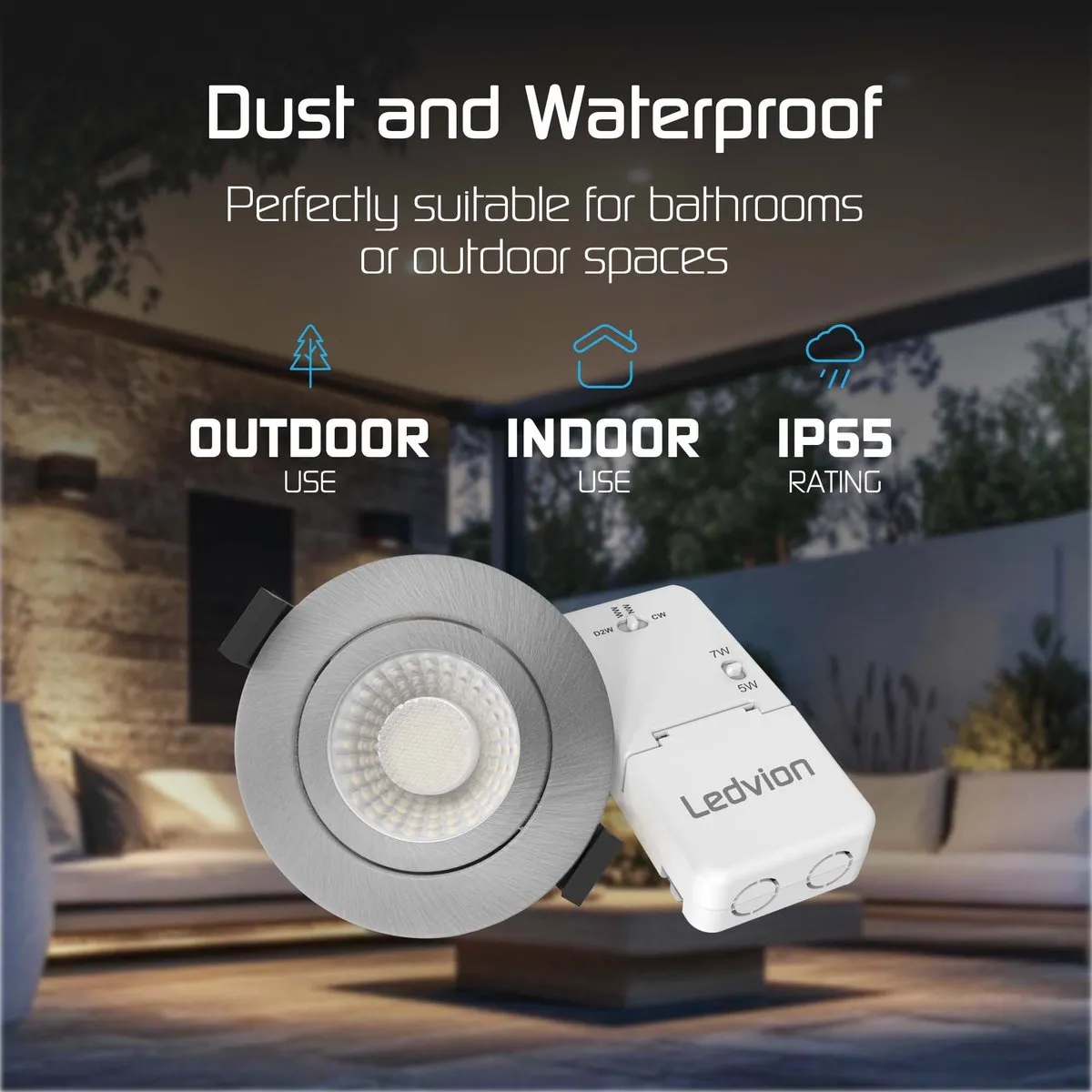 Ledvion 6x LED Inbouwspot RVS - 8cm - 2200K - IP65 - afbeelding 6 van 6