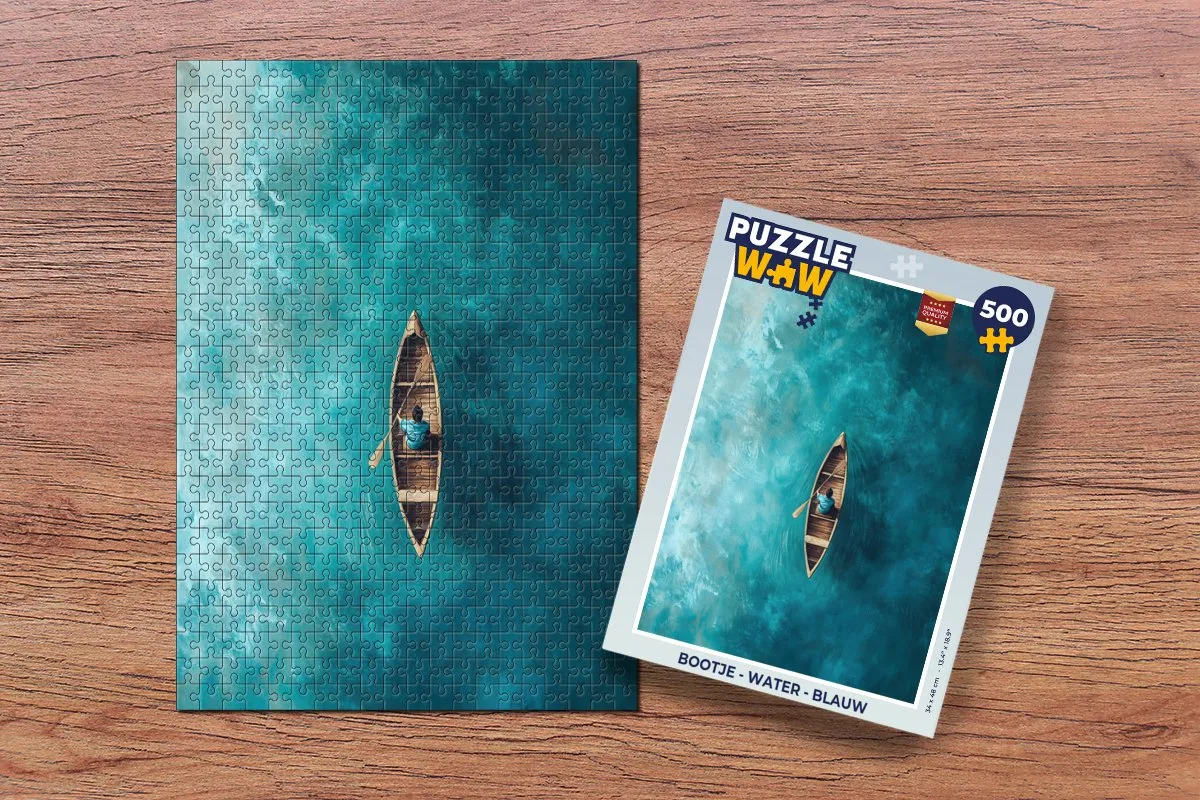 PuzzleWow Bootje Water Legpuzzel 500 Stuks - Blauw