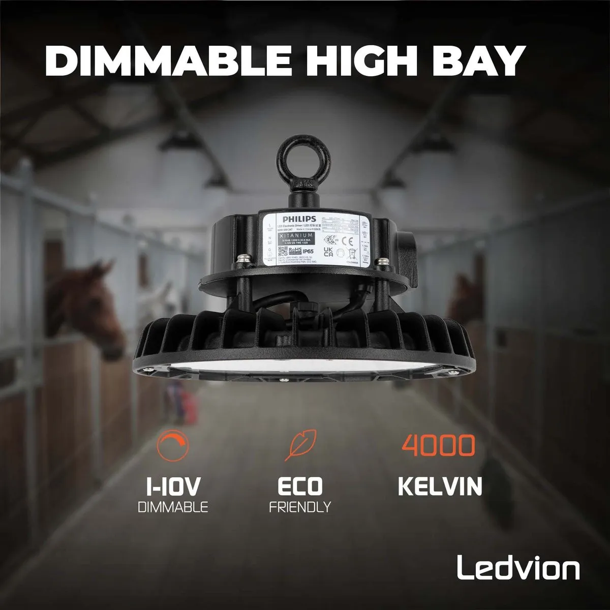 Ledvion LED High Bay 100W Driver 17.500Lm - 4000K - IP65 - Zwart
