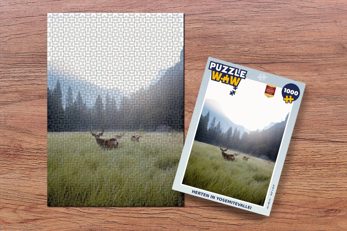 PuzzleWow Bos Herten Mist Legpuzzel 1000 Stuks - Multicolor