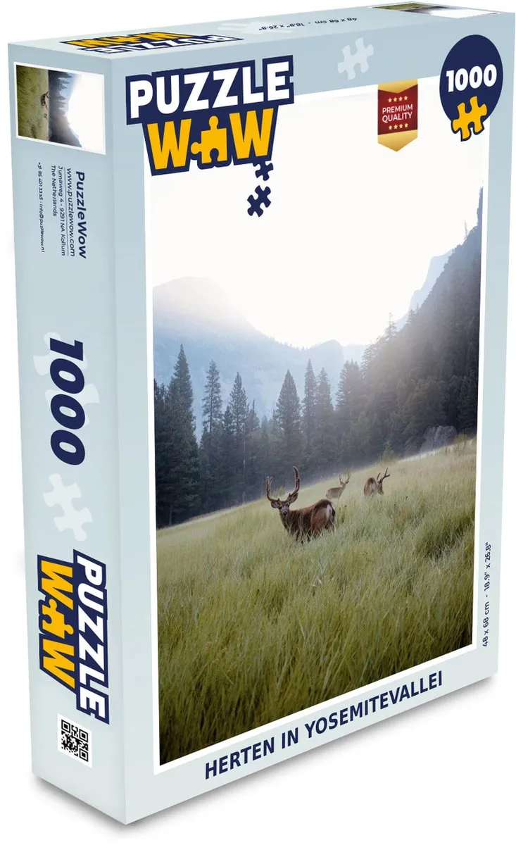 PuzzleWow Bos Herten Mist Legpuzzel 1000 Stuks