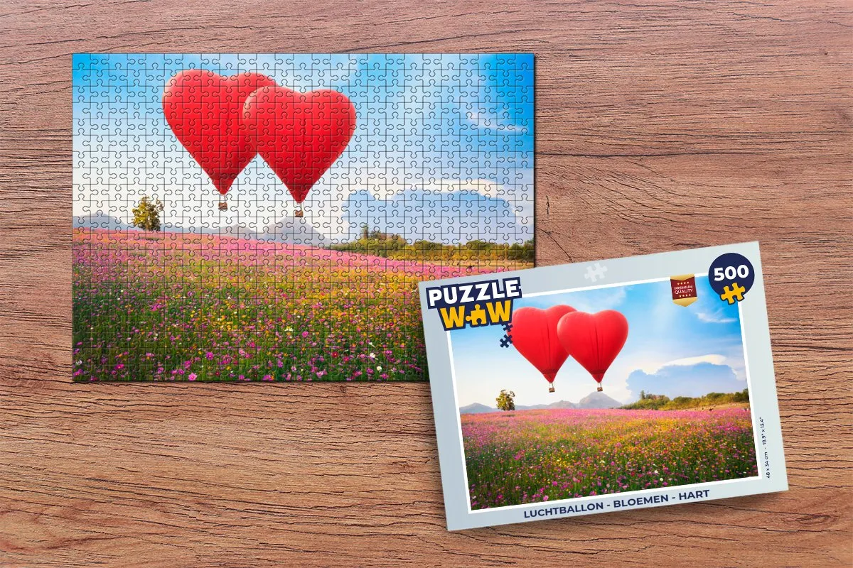 PuzzleWow Luchtballon Bloemen Hart Legpuzzel 500 Stuks - Multicolor