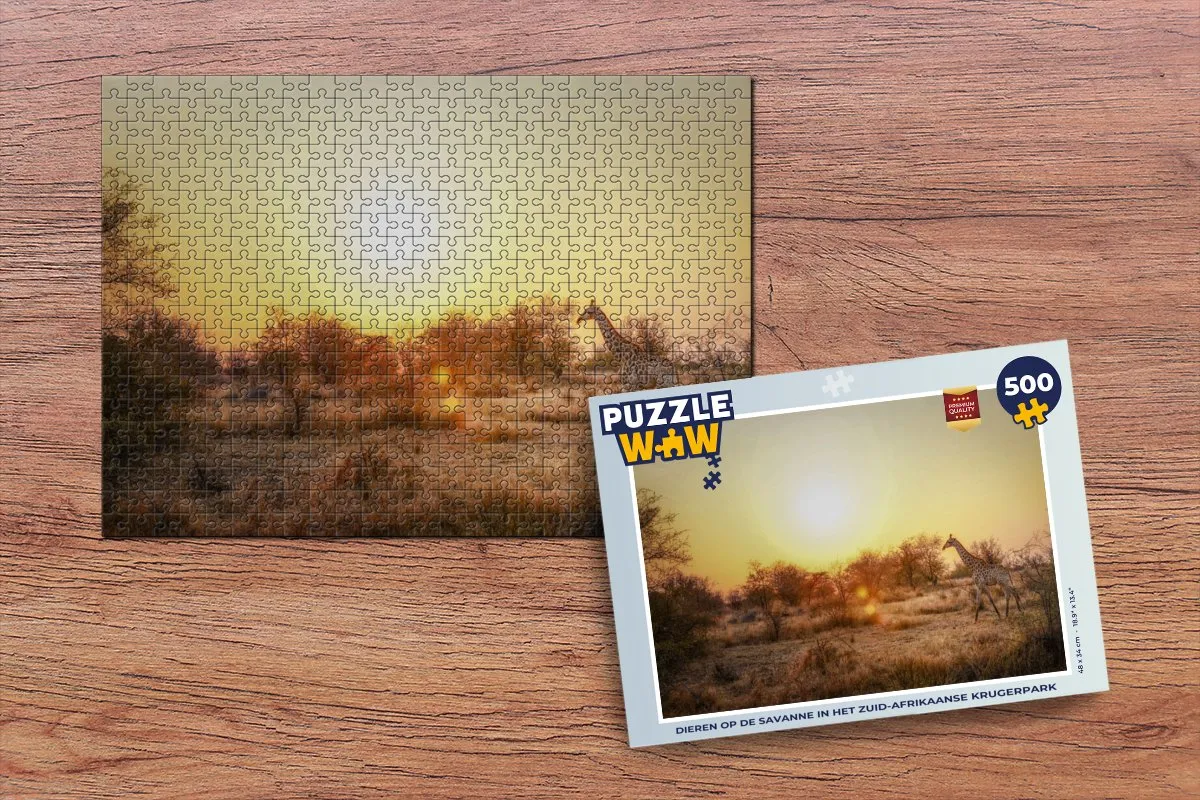 PuzzleWow Dieren op de Savanne Krugerpark Legpuzzel 500 Stuks - Multicolor