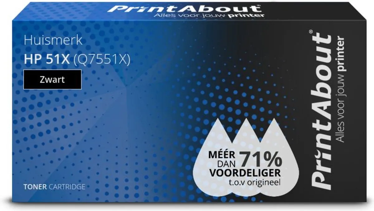 PrintAbout HP 51X Toner Zwart Q7551X - 7.250 pagina's