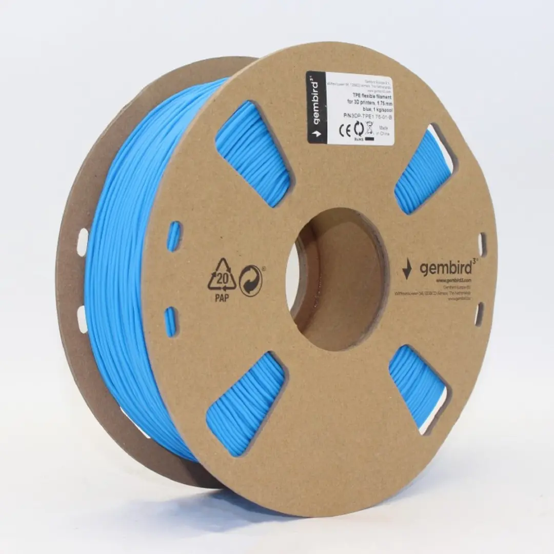 Gembird TPE Flexibel Filament 1.75mm Blauw 1kg - afbeelding 2 van 4