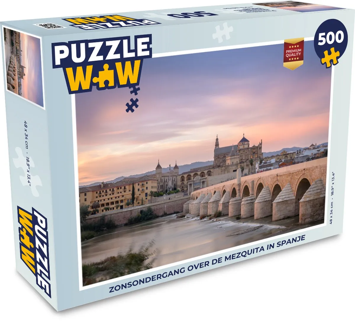 PuzzleWow Legpuzzel Zonsondergang Mezquita Spanje 500 Stuks - Multicolor