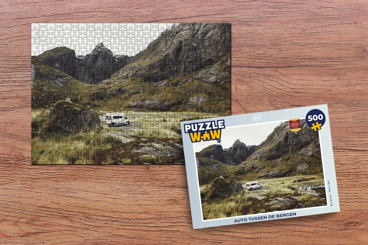 PuzzleWow Legpuzzel Auto tussen de bergen 500 Stuks - Multicolor