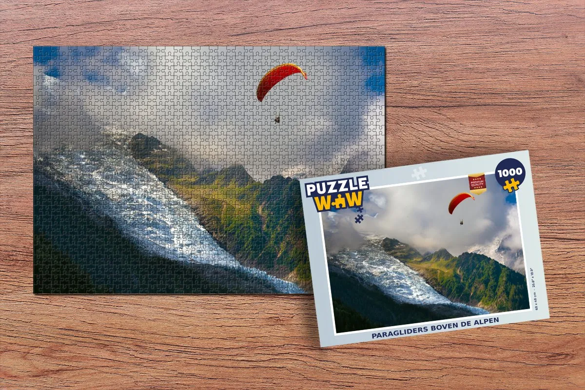 PuzzleWow Alpen Paragliding Legpuzzel 1000 Stuks - Multicolor