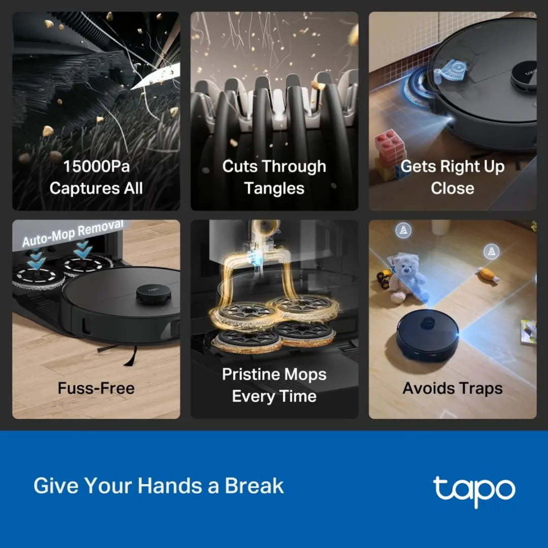 TP-Link Tapo RV50 Pro Omni Robotstofzuiger - 15000 Pa - Zwart - afbeelding 4 van 6